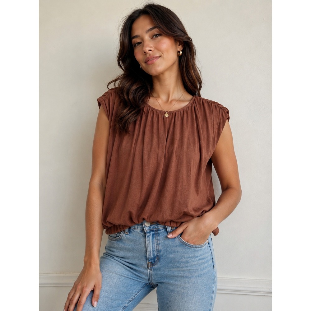 INC International Concepts Bubble Hem Women's Size Medium Blouse Boho Chic
